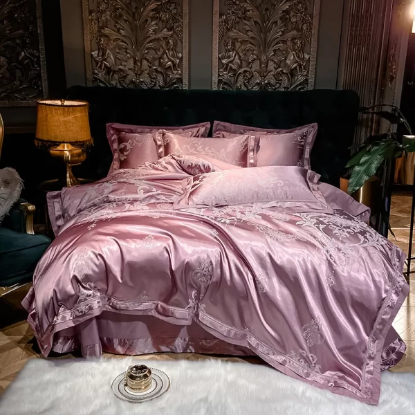 Luxury Blue Gold Gray Smooth Soft Bedding Set Satin Jacquard Cotton Queen King Duvet Cover Bed Sheet Pillowcases Home Textiles - Image 14